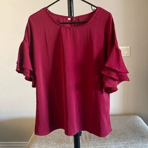 Cranberry Red Short Sleeve Blouse Size L